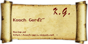 Kosch Gerő névjegykártya